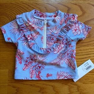 Janie and Jack seersucker and floral print rashguard size 6-12 months